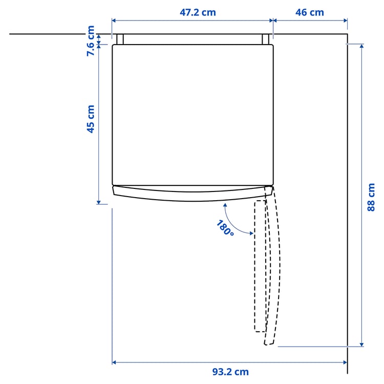 Illustration with measurements for the product: TILLREDA.