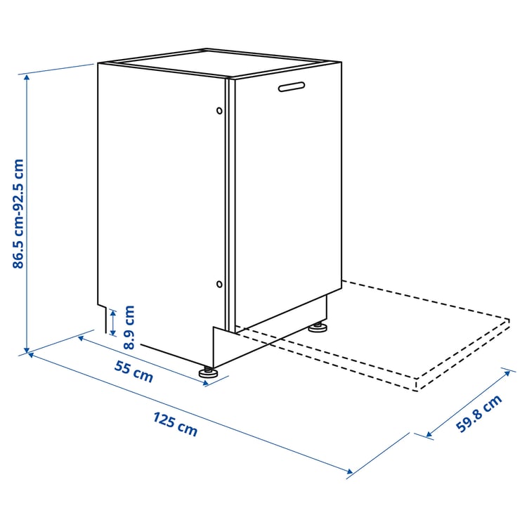 Illustration with measurements for the product: TORSBODA.