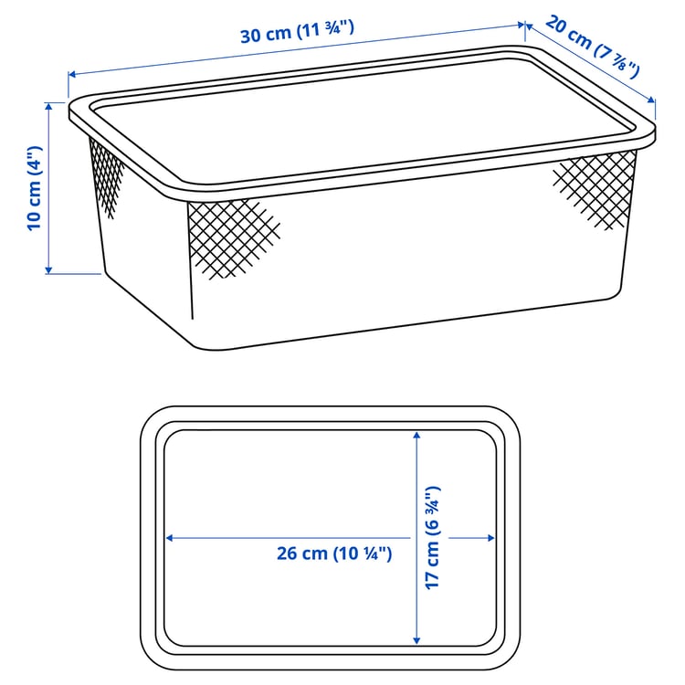 Illustration with measurements for the product: TROFAST.