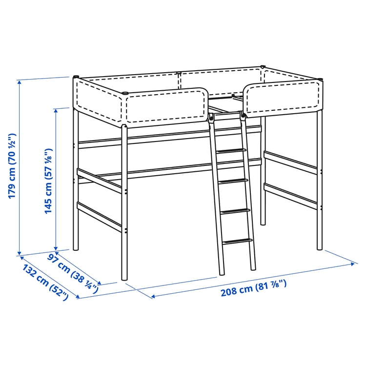 Illustration with measurements for the product: TUFFING.