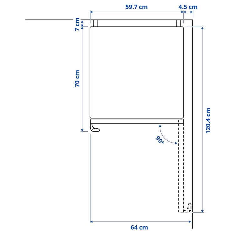 Illustration with measurements for the product: TYNNERÅS.