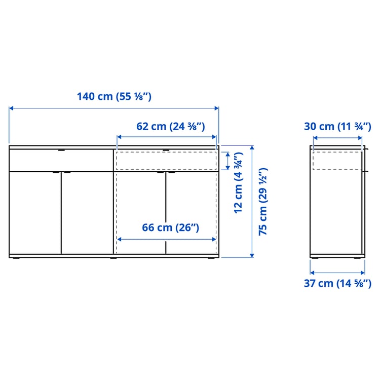 Illustration with measurements for the product: VIHALS.