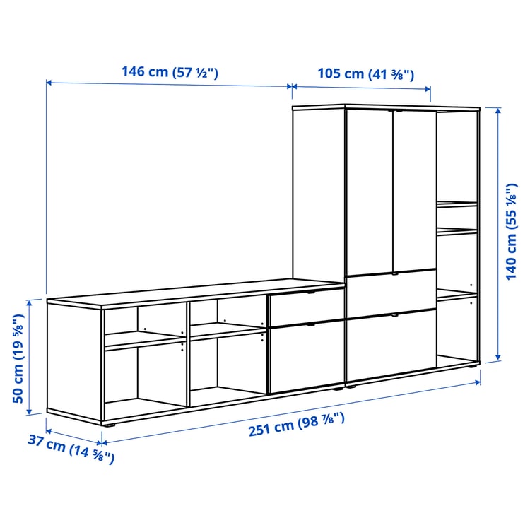 Illustration with measurements for the product: VIHALS.