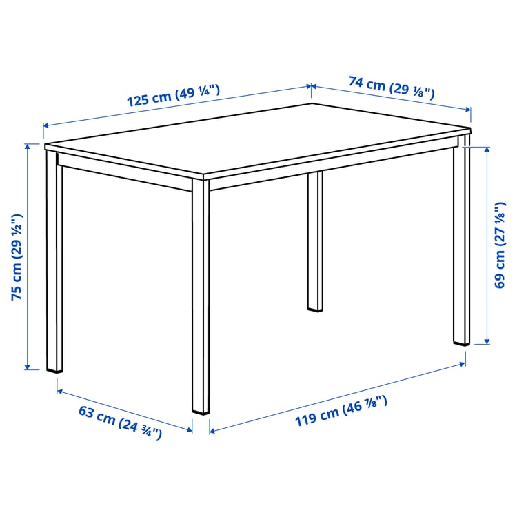 Illustration with measurements for the product: VIHALS.