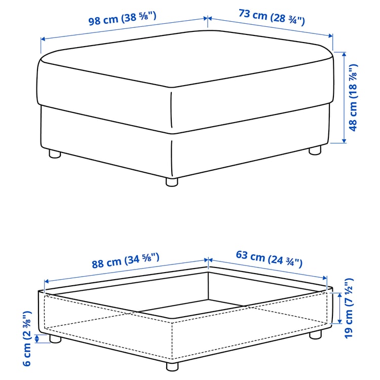 VIMLE Footstool with storage, Gunnared medium grey