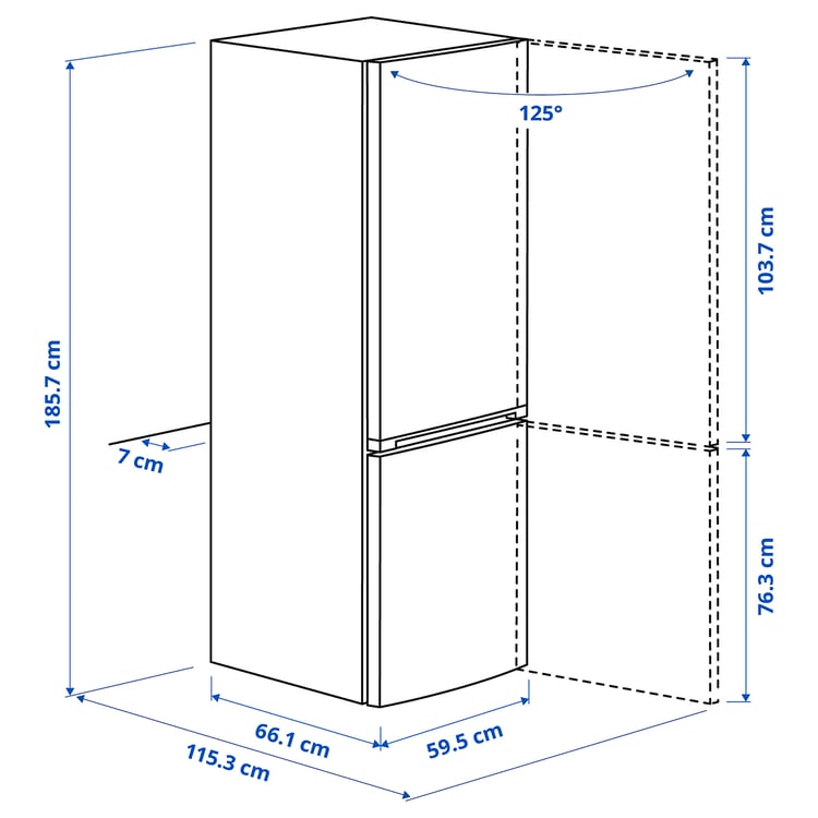 Illustration with measurements for the product: VINDÅS.