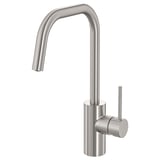 Rubinetto ÄLMAREN in acciaio inox, elegante con beccuccio alto e curvo.