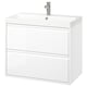 Un moderno mobile da bagno bianco ÄNGSJÖN con due cassetti e un elegante lavandino.