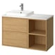 ÄNGSJÖN / BACKSJÖN Mobile lavabo/lavabo/miscelatore, effetto rovere/bianco effetto marmo, 102x49x71 cm