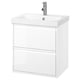 Mobile da bagno bianco ÄNGSJÖN, design moderno e minimalista, due ampi cassetti, montaggio a parete o gambe, lavandino in ceramica, rubinetto cromato.