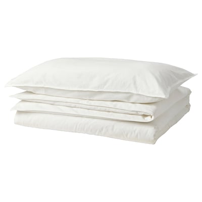 Set da letto bianco ÄNGSLILJA: puro cotone, design morbido e pulito.