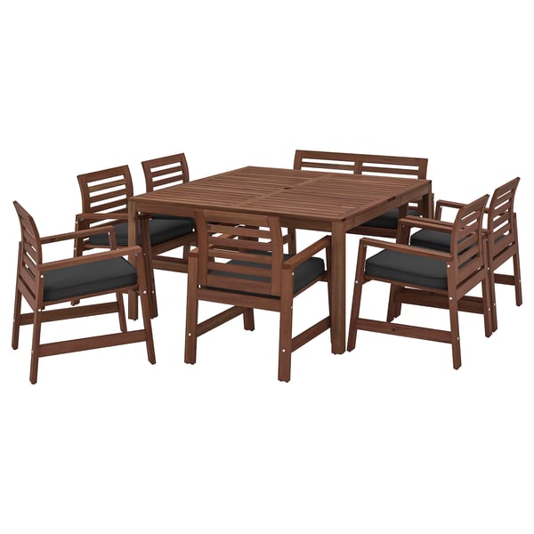 Applaro Tavolo 6sedie Bracc Panca Giardino Mordente Marrone Jarpon Duvholmen Antracite Ikea It