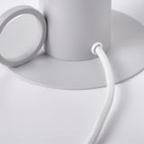 Lampada moderna dal design elegante: base grigia, corda bianca e paralume in vetro. Elegante e minimalista.