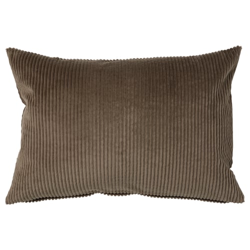 Cuscino ÅSVEIG, grigio scuro, rettangolare, texture velluto a coste, chiusura con cerniera.
