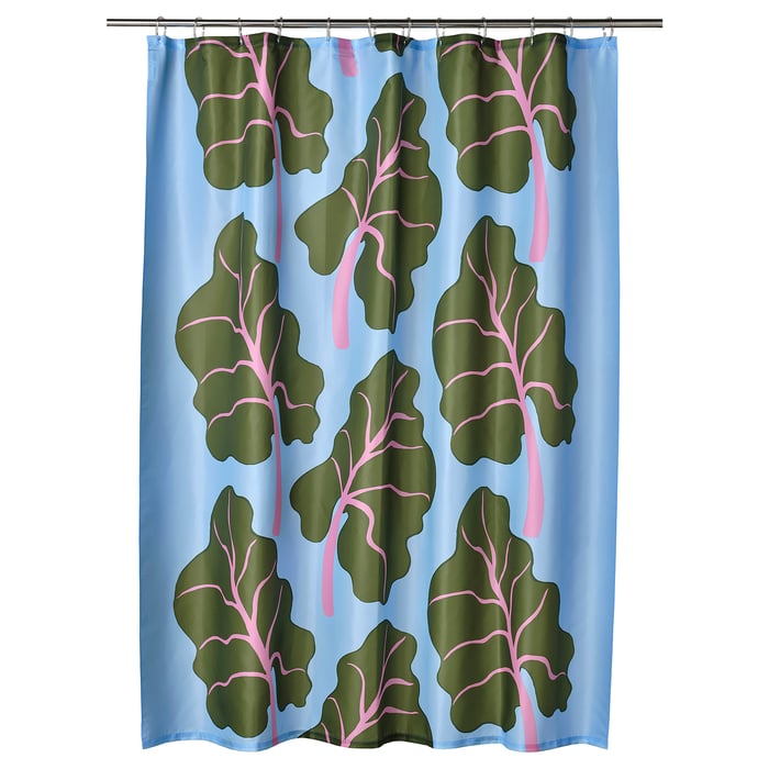Tenda Doccia LB 240x175cm Blu E Rossa - Impermeabile Antimuffa Con 16 Ganci