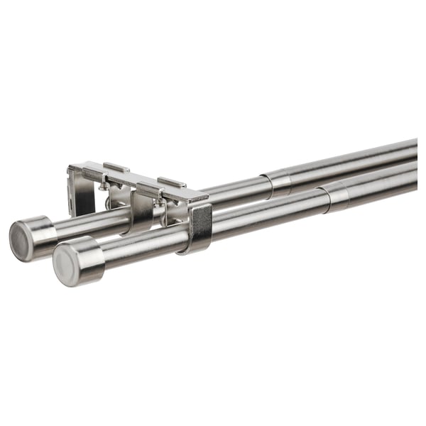 BEKRÄFTA Set di bastoni per tende cromati con staffe e terminali. Design moderno e metallico ed elegante.