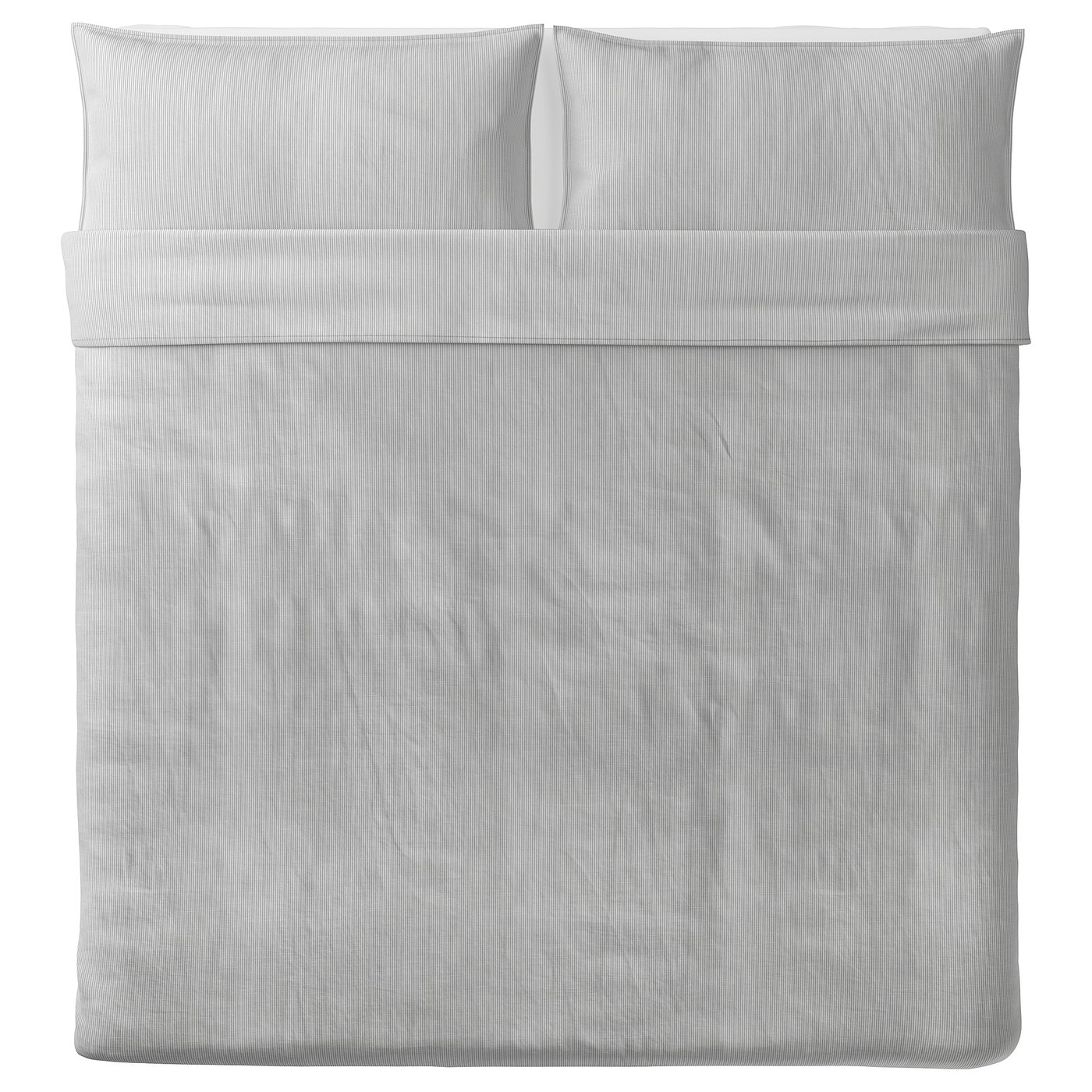 BERGPALM copripiumino e federe, grigio/a righe, 240x220/50x80 cm