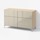 BESTÅ Combinazione + ante/cassetti, effetto rovere mordente bianco/Selsviken lucido/beige, 120x42x74 cm