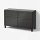 BESTÅ Combinazione + ante/cassetti, marrone-nero/Hanviken/Stubbarp marrone-nero, 120x42x74 cm