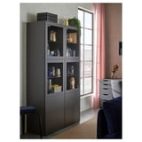 BESTÅ Combinazione con ante a vetro, grigio scuro Lappviken/Sindvik grigio scuro, 60x42x193 cm