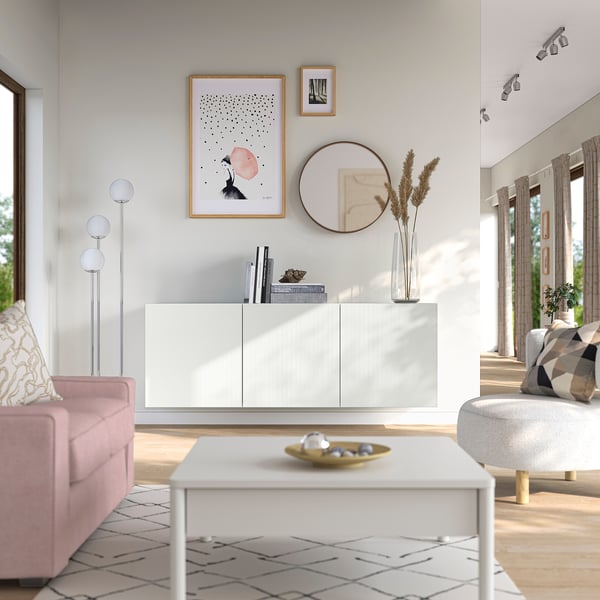BESTÅ Combinazione di mobili da parete, bianco/Förvaltare bianco, 180x42x64 cm