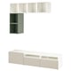 Scaffale modulare moderno: bianco e verde, a forma di cubo, portaoggetti regolabile.