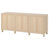 Credenza BESTÅ, marrone chiaro, in legno, rettangolare con gambe quadrate.