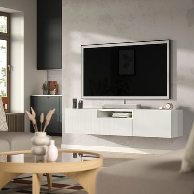 BESTÅ Mobile TV, bianco/Förvaltare bianco, 180x42x39 cm
