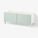 BESTÅ Mobile TV con ante, bianco Hjortviken/Stubbarp/grigio pallido-verde, 120x42x48 cm