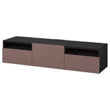 BESTÅ mobile tv, marrone-nero, rettangolare con cassetti, design elegante e moderno, passacavi integrato.