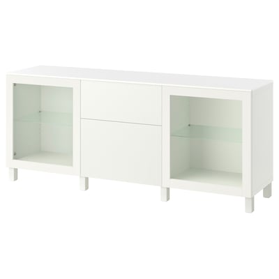 BESTÅ Mobili con cassetti, Sindvik bianco/Förvaltare bianco, 180x42x75 cm