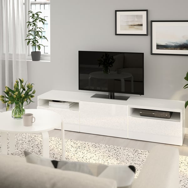 Besta Mobile Tv Bianco Selsviken Lucido Bianco Ikea It