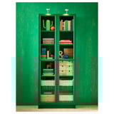 BILLY Libreria con ante a vetro, verde, 80x30x202 cm
