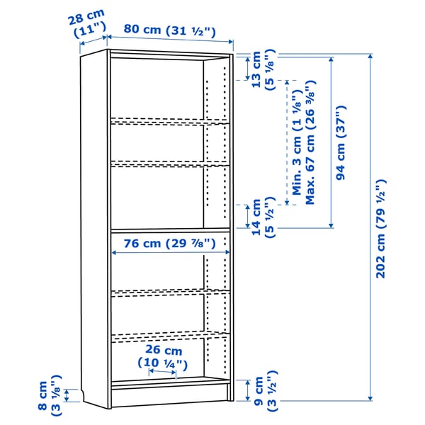 BILLY libreria, marrone scuro effetto rovere, 80x28x202 cm - IKEA Italia