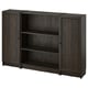 BILLY / OXBERG Combinazione di librerie con ante, marrone scuro effetto rovere, 160x106 cm