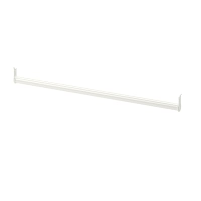 Un appendiabiti BOAXEL bianco, una barra in acciaio con estremità a forma di L per un facile montaggio, ideale per organizzare e appendere i vestiti.
