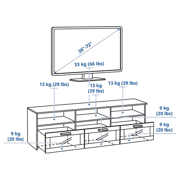 BRIMNES Combinazione per TV, bianco, 240x41x190 cm