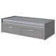 Divano letto BRIMNES grigio, design moderno, cassetti portaoggetti, materasso in schiuma.