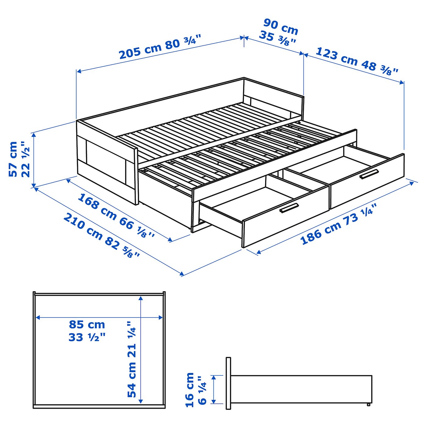 Brimnes Letto Divano 2 Cassetti 2 Materassi Nero Malfors Semirigido 80x200 Cm Ikea It