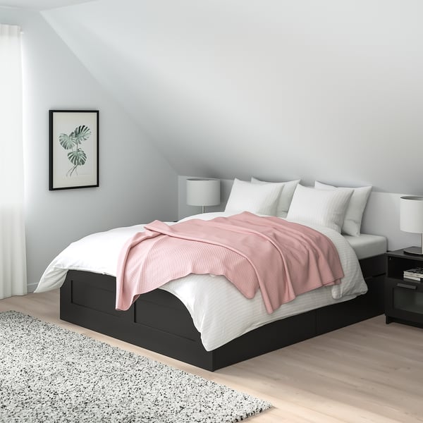 BRIMNES Struttura letto con cassetti, nero, Lönset ...