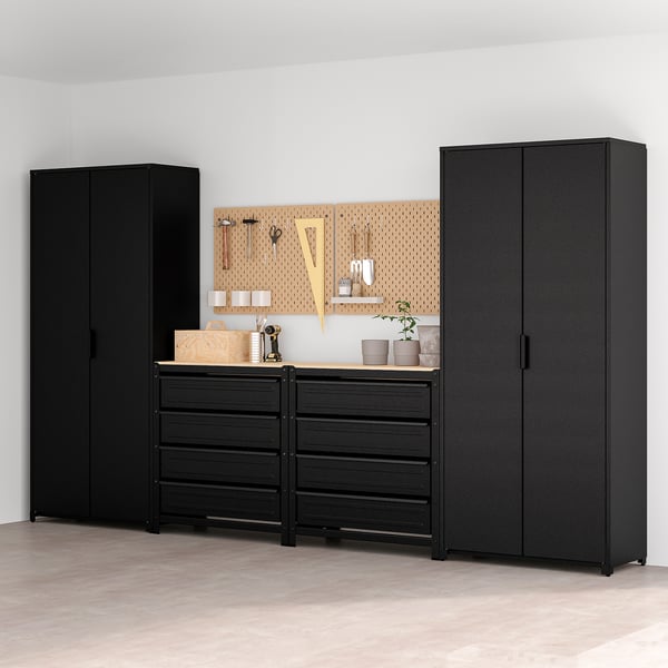 BROR combinaz con mobile/banco da lavoro, nero/compensato di pino,  340x40x191 cm - IKEA Italia