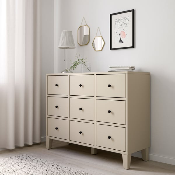 BRYGGJA Cassettiera con 9 cassetti - beige - IKEA