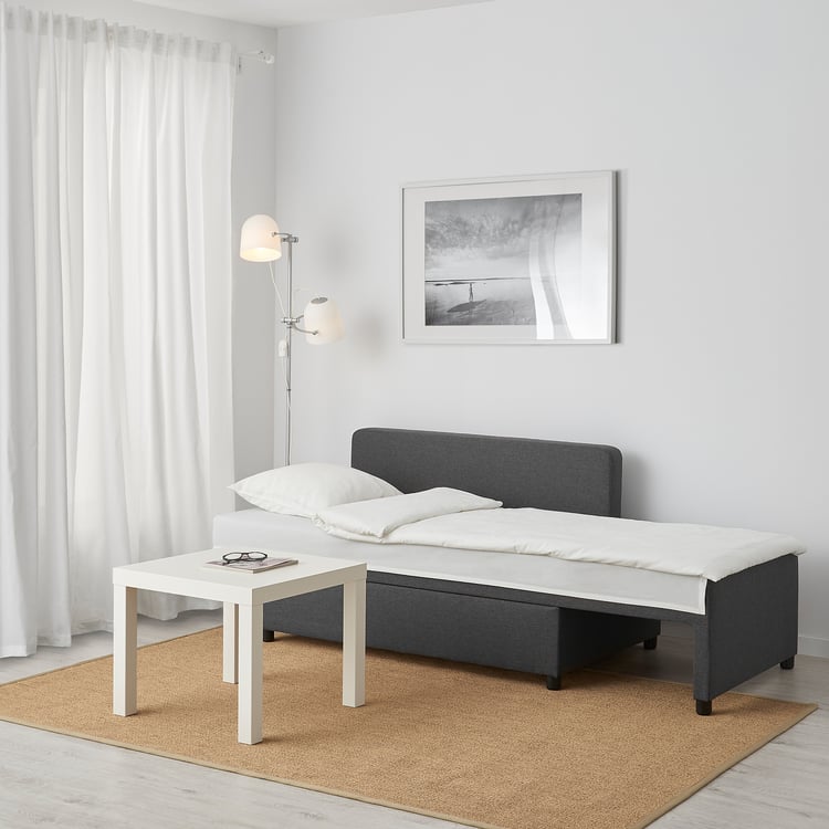 BYGGET chaiselongue/divano letto, Knisa/grigio scuro con contenitore
