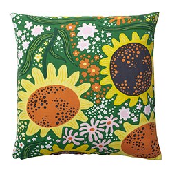 CAFEBITRÄDE Fodera per cuscino, verde fantasia/motivo floreale, 50x50 cm