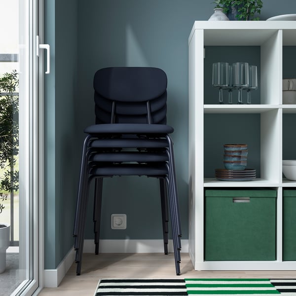 DOCKSTA / SANDSBERG Tavolo e 4 sedie, bianco/Remmarn blu scuro, 103 cm