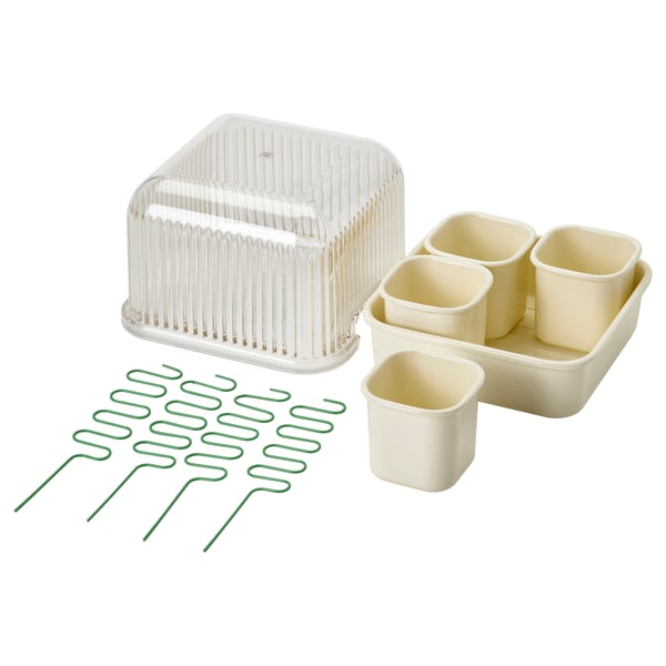 DOFTRIPS Set per coltivare, trasparente/bianco sporco, 16x16x14.5 cm
