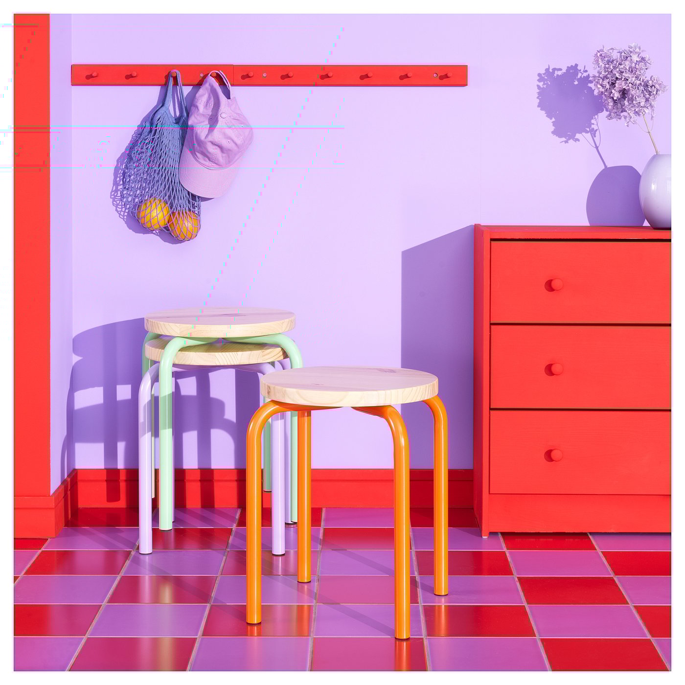 DOMSTEN sgabello, arancione/pino IKEA Italia