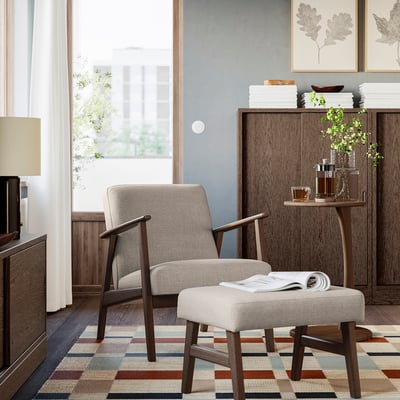 EKENÄSET Poltrona, effetto noce/Kilanda beige chiaro