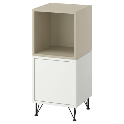 EKET Combinazione di mobili con gambe, bianco beige/metallo nero, 35x35x80 cm