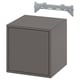 Cubo portaoggetti EKET grigio scuro, a forma di cubo, con binario di sospensione a parete abbinato progettato per il montaggio a parete, design contemporaneo e minimalista.